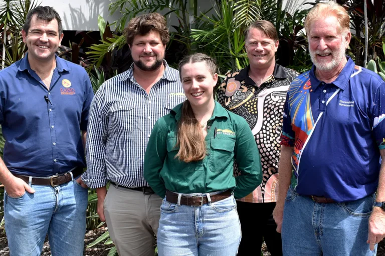 Presenters (L-R) Bart Stevens, Farm Business Planning North Queensland, Brad Martin and Claire Cornel, NQ Dry Tropics, and Scott Devaney and Peter Webley, Department of Natural Resources and Mines.