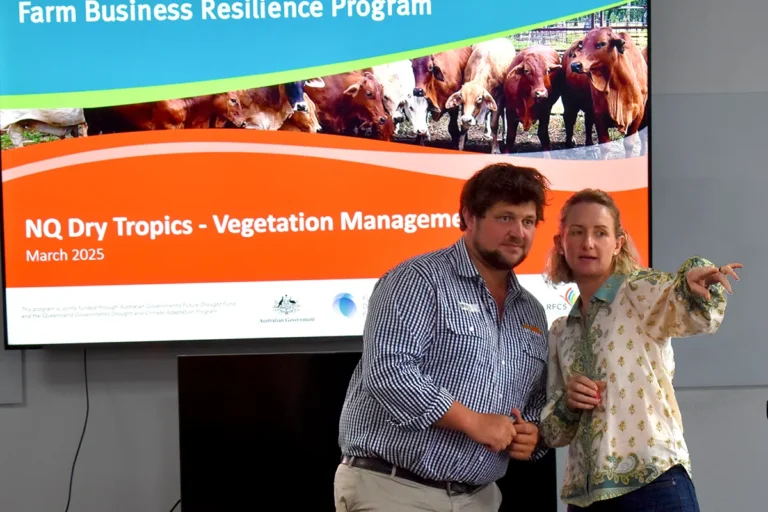 NQ Dry Tropics Senior Grazing Field Officer Brad Martin with Eliza LeBrocq, Gattonvale Station.