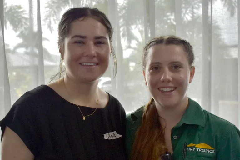 Grace Tudehope, Landers Creek Station, (left), with NQ Dry Tropics Graduate Field Officer Claire Cornel.