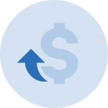 Light blue vector graphic of a dollar sign with an upwards arrow Light blue vector graphic of a dollar sign with an upwards arrow