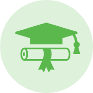 Green vector image of graduation cap and rolled up document Green vector image of graduation cap and rolled up document