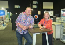 Exhibitors Dave Bates and Bronwyn Cook from GPDocs [Image: NZD]
