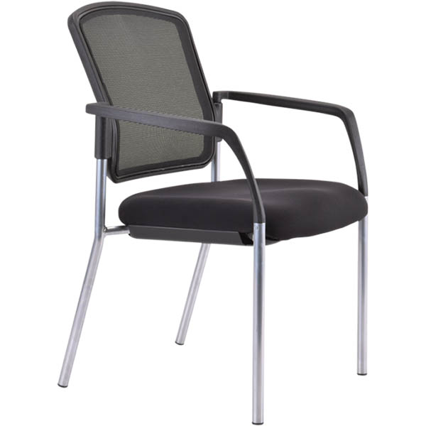 BURO LINDIS 4-LEG VISITOR CHAIR MESH BACK WITH ARMS ELASTIC III FABRIC BLACK