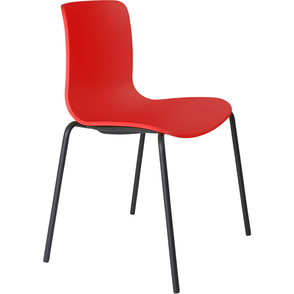 DAL ACTI CHAIR 4-LEG BLACK POWDERCOAT FRAME RED POLYPROP SHELL
