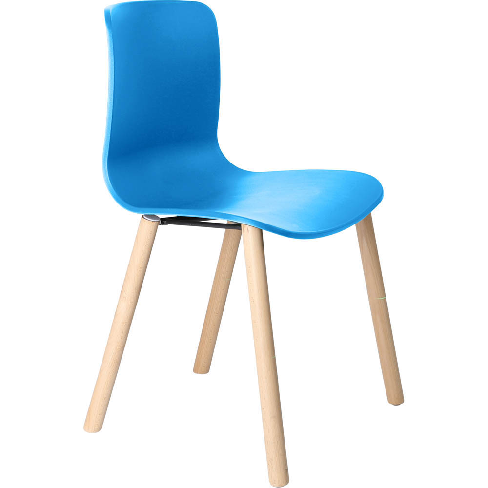 DAL ACTI CHAIR 4-LEG TIMBER FRAME OCEAN BLUE POLYPROP SHELL