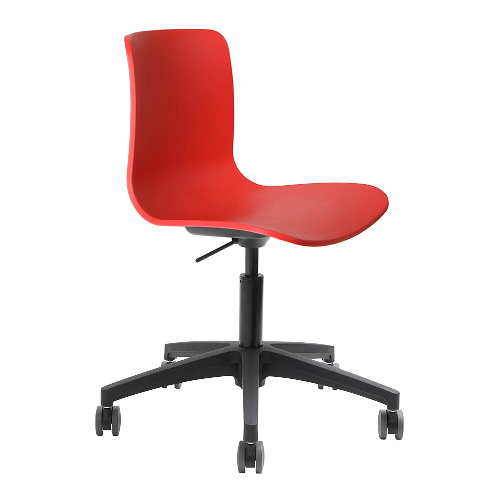 DAL ACTI CHAIR 5-WAY SWIVEL NYLON-BLACK BASE ON CASTORS RED POLYPROP SHELL