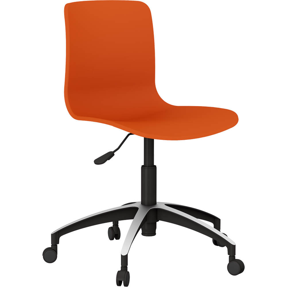 DAL ACTI CHAIR 5-WAY SWIVEL NYLON-BLACK BASE ON CASTORS ORANGE POLYPROP SHELL
