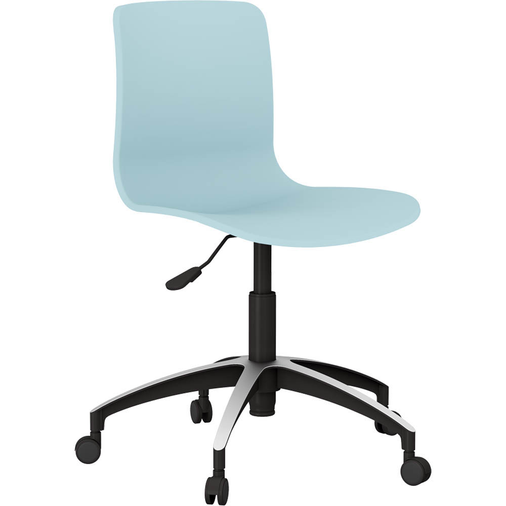 DAL ACTI CHAIR 5-WAY SWIVEL NYLON-BLACK BASE ON CASTORS PALE BLUE POLYPROP SHELL