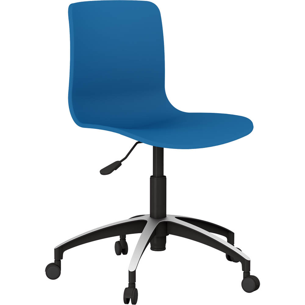 DAL ACTI CHAIR 5-WAY SWIVEL NYLON-BLACK BASE ON CASTORS OCEAN BLUE POLYPROP SHELL