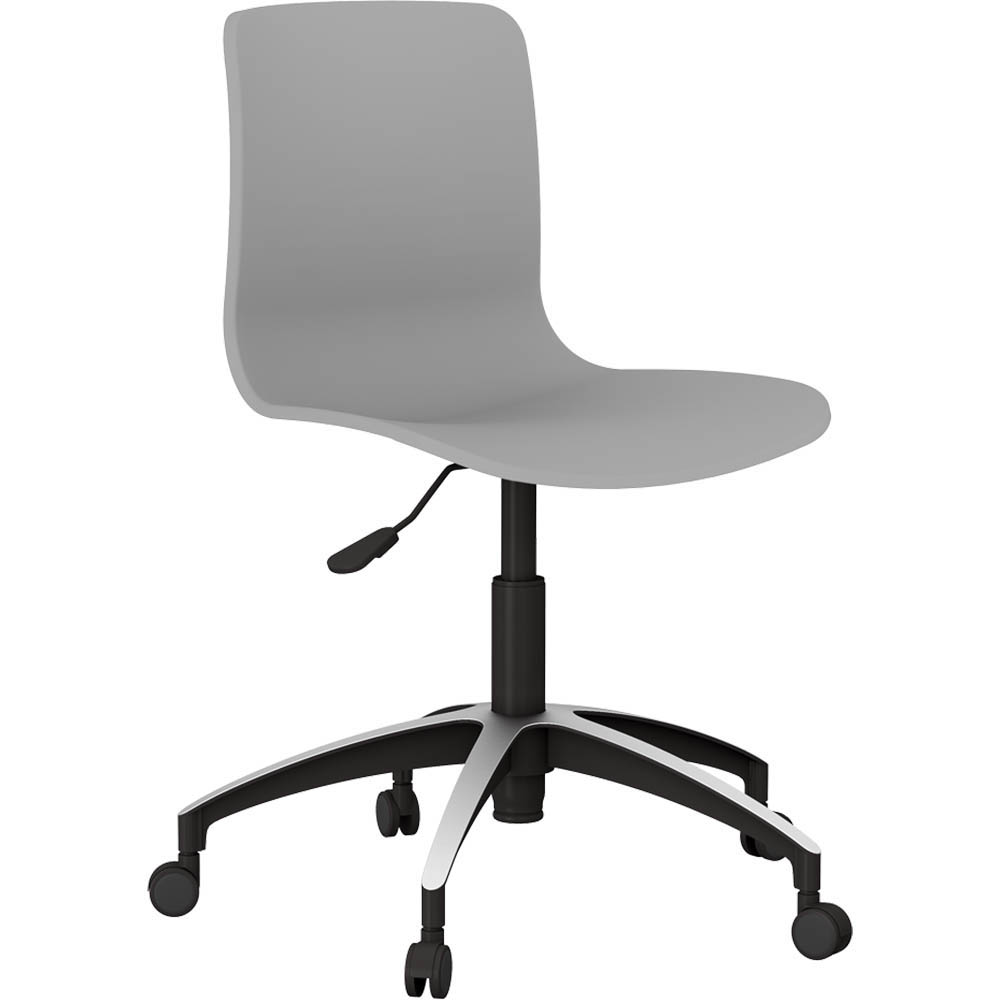 DAL ACTI CHAIR 5-WAY SWIVEL NYLON-BLACK BASE ON CASTORS LIGHT GREY POLYPROP SHELL