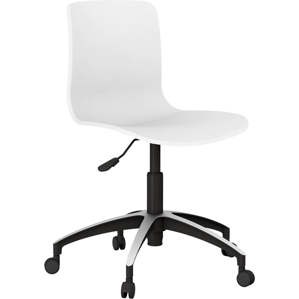 DAL ACTI CHAIR 5-WAY SWIVEL NYLON-BLACK BASE ON CASTORS WHITE POLYPROP SHELL