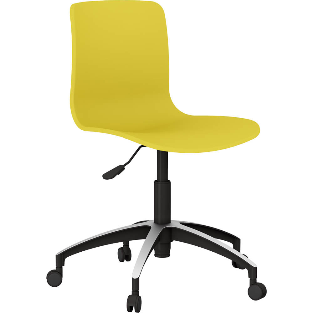 DAL ACTI CHAIR 5-WAY SWIVEL NYLON-BLACK BASE ON CASTORS YELLOW POLYPROP SHELL
