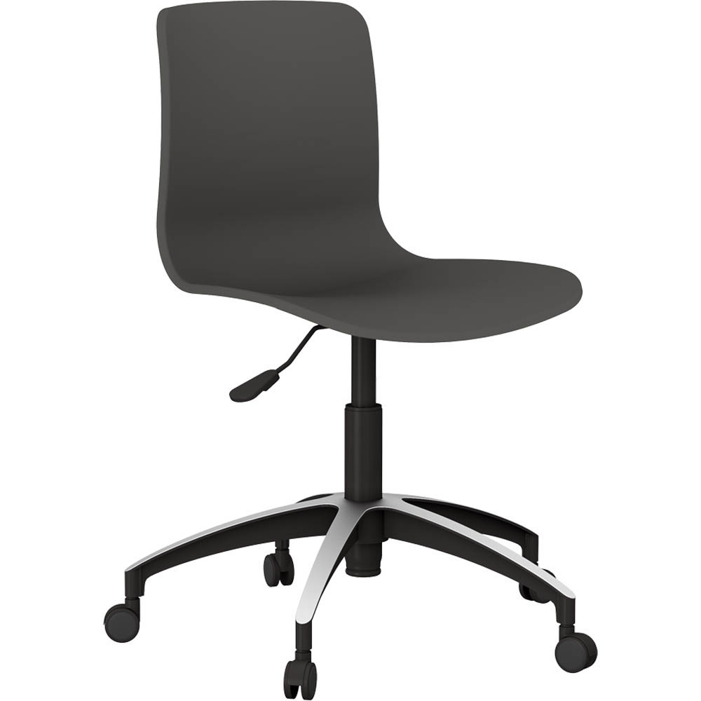 DAL ACTI CHAIR 5-WAY SWIVEL NYLON-BLACK BASE ON CASTORS CHARCOAL POLYPROP SHELL