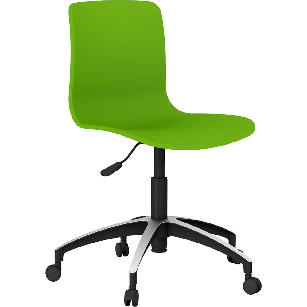 DAL ACTI CHAIR 5-WAY SWIVEL NYLON-BLACK BASE ON CASTORS GREEN POLYPROP SHELL