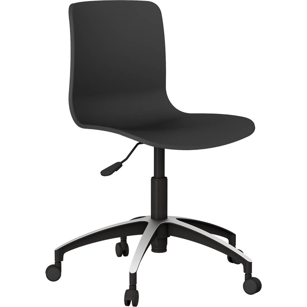 DAL ACTI CHAIR 5-WAY SWIVEL NYLON-BLACK BASE ON CASTORS BLACK POLYPROP SHELL