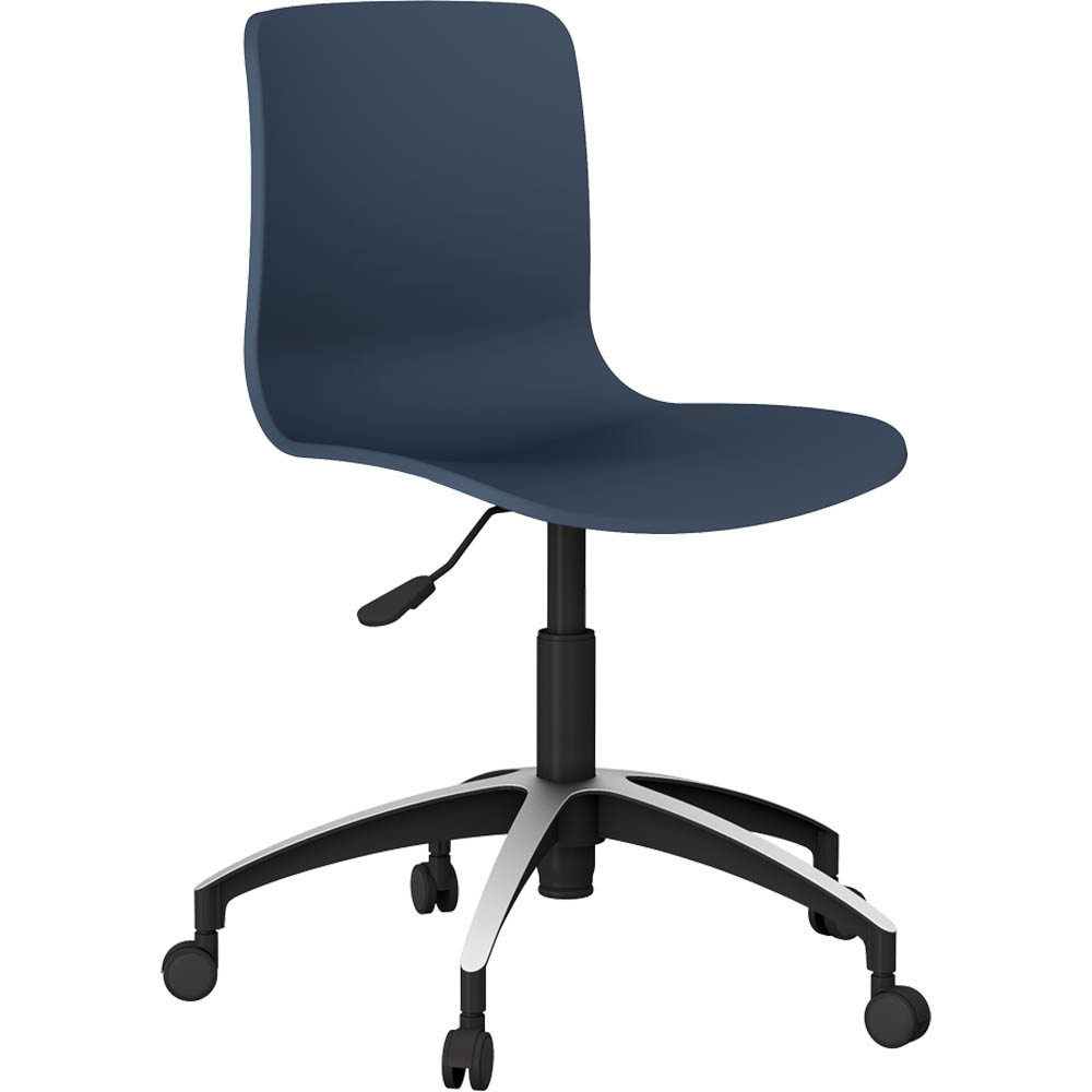 DAL ACTI CHAIR 5-WAY SWIVEL NYLON-BLACK BASE ON CASTORS NAVY BLUE POLYPROP SHELL