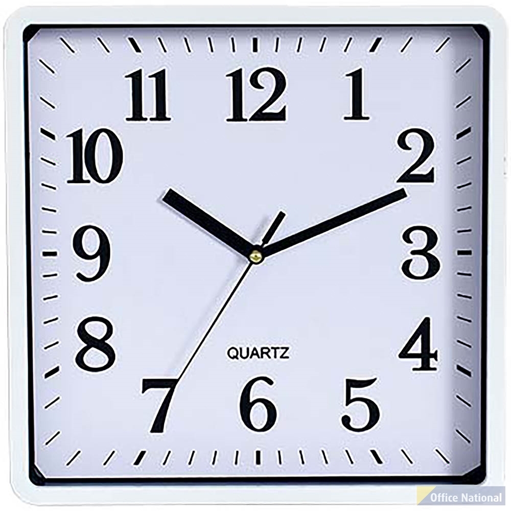 CARVEN WALL CLOCK SQUARE 250MM WHITE FRAME