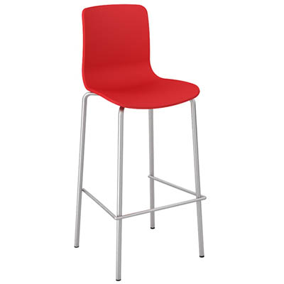 DAL ACTI CHAIR 4-LEG LOW BARSTOOL CHROME FRAME RED SHELL