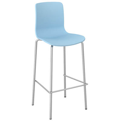 DAL ACTI CHAIR 4-LEG LOW BARSTOOL CHROME FRAME PALE BLUE SHELL
