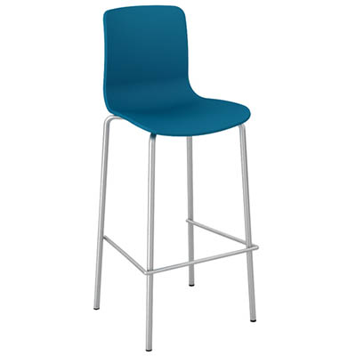 DAL ACTI CHAIR 4-LEG LOW BARSTOOL CHROME FRAME OCEAN BLUE SHELL
