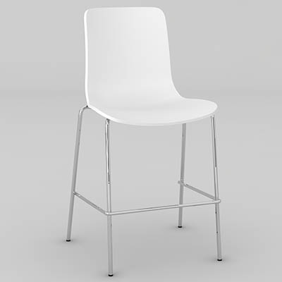 DAL ACTI CHAIR 4-LEG LOW BARSTOOL CHROME FRAME WHITE SHELL