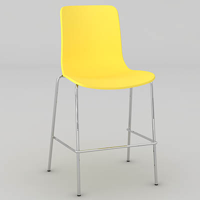 DAL ACTI CHAIR 4-LEG LOW BARSTOOL CHROME FRAME YELLOW SHELL