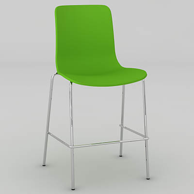 DAL ACTI CHAIR 4-LEG LOW BARSTOOL CHROME FRAME GREEN SHELL