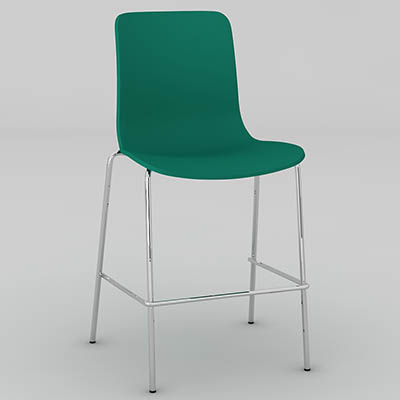 DAL ACTI CHAIR 4-LEG LOW BARSTOOL CHROME FRAME TEAL SHELL