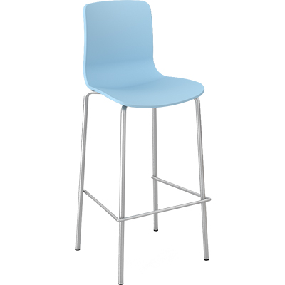 DAL ACTI CHAIR 4-LEG HIGH BARSTOOL CHROME FRAME PALE BLUE SHELL