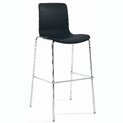 DAL ACTI CHAIR 4-LEG HIGH BARSTOOL CHROME FRAME LIGHT GREY SHELL