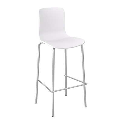 DAL ACTI CHAIR 4-LEG HIGH BARSTOOL CHROME FRAME WHITE SHELL