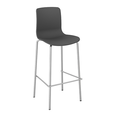DAL ACTI CHAIR 4-LEG HIGH BARSTOOL CHROME FRAME CHARCOAL SHELL