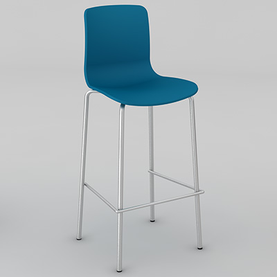 DAL ACTI CHAIR 4-LEG HIGH BARSTOOL CHROME FRAME NAVY BLUE SHELL