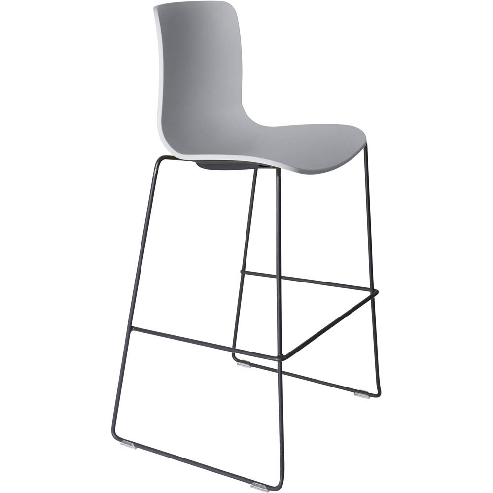 DAL ACTI BAR STOOL SLED BASE HIGH 760MM BLACK POWDERCOAT FRAME LIGHT GREY POLYPROP SHELL