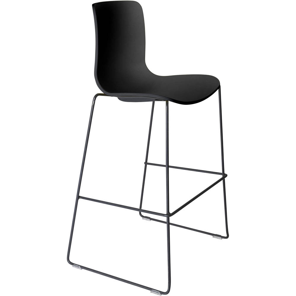 DAL ACTI BAR STOOL SLED BASE HIGH 760MM BLACK POWDERCOAT FRAME BLACK POLYPROP SHELL