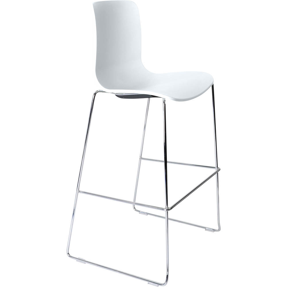 DAL ACTI BAR STOOL SLED BASE HIGH 760MM CHROME FRAME WHITE POLYPROP SHELL
