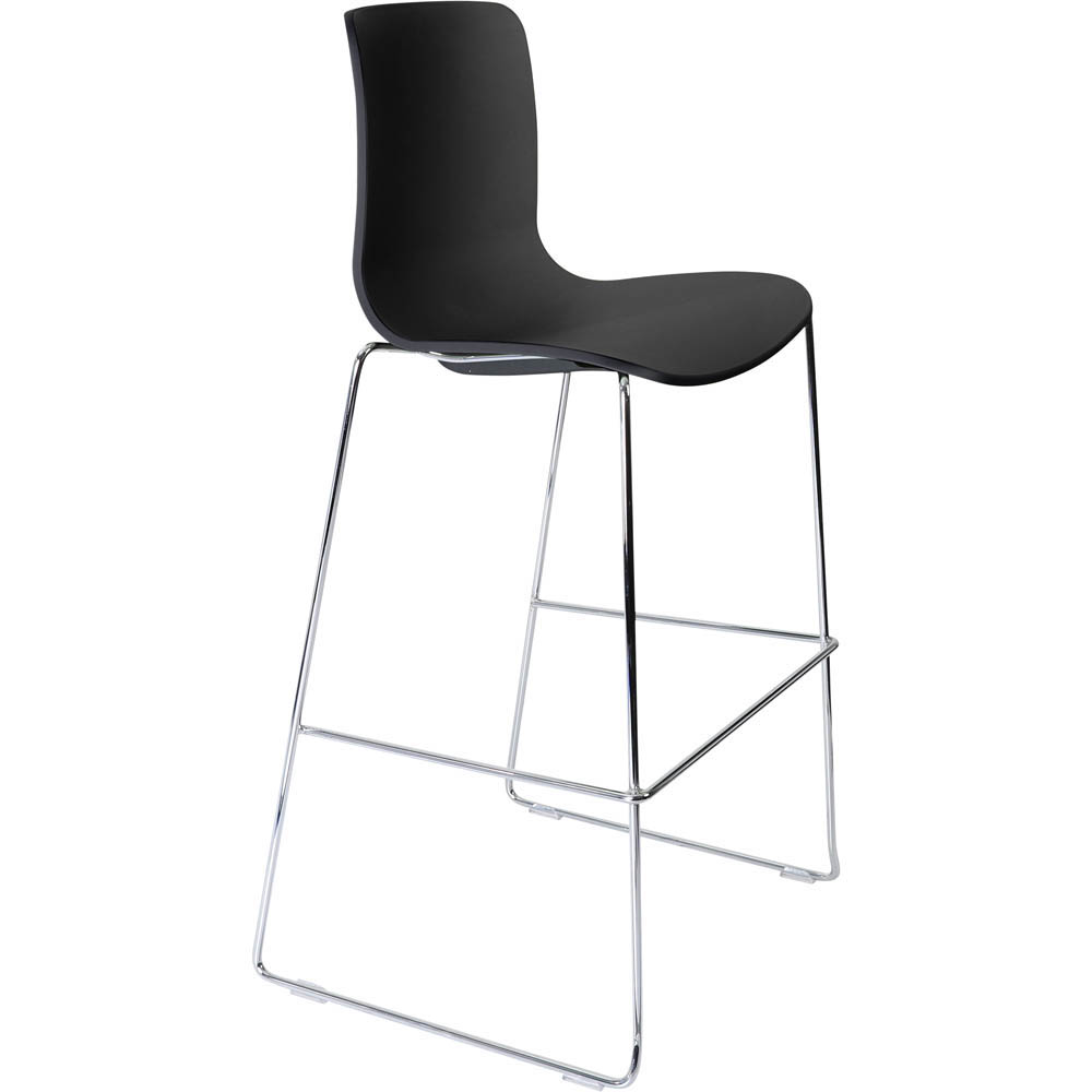 DAL ACTI BAR STOOL SLED BASE HIGH 760MM CHROME FRAME BLACK POLYPROP SHELL
