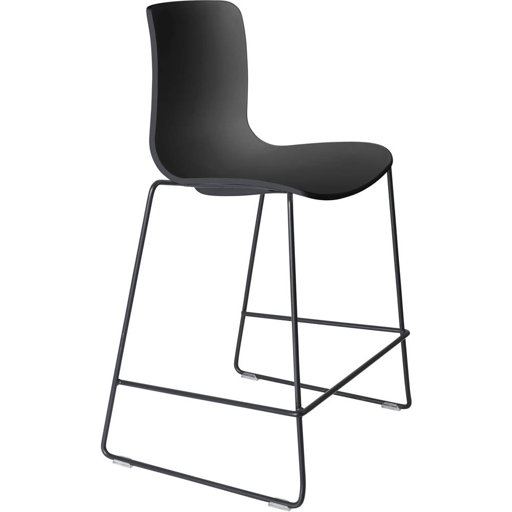 DAL ACTI BAR STOOL SLED BASE LOW 630MM BLACK POWDERCOAT FRAME BLACK POLYPROP SHELL