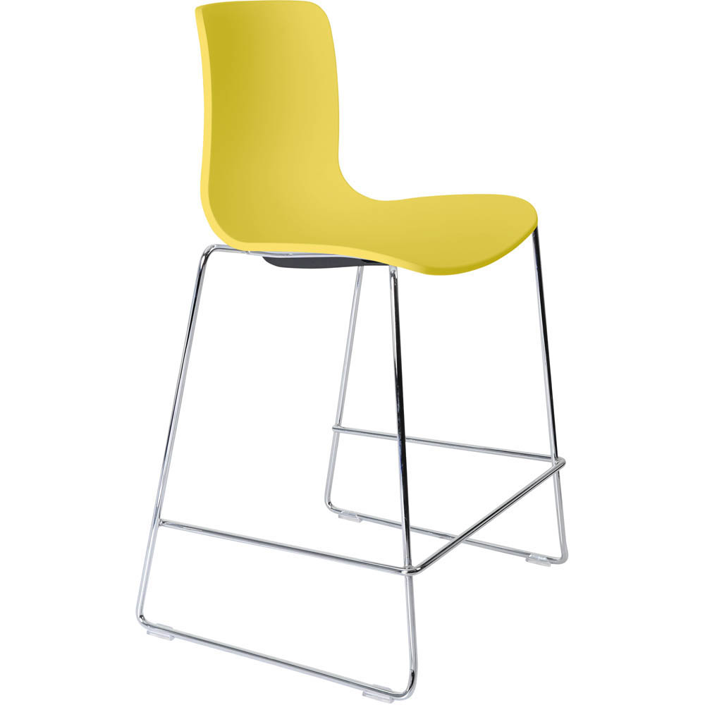 DAL ACTI BAR STOOL SLED BASE LOW 630MM CHROME FRAME YELLOW POLYPROP SHELL