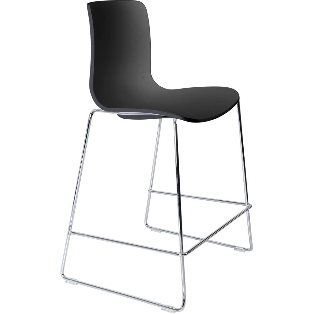 DAL ACTI BAR STOOL SLED BASE LOW 630MM CHROME FRAME BLACK POLYPROP SHELL