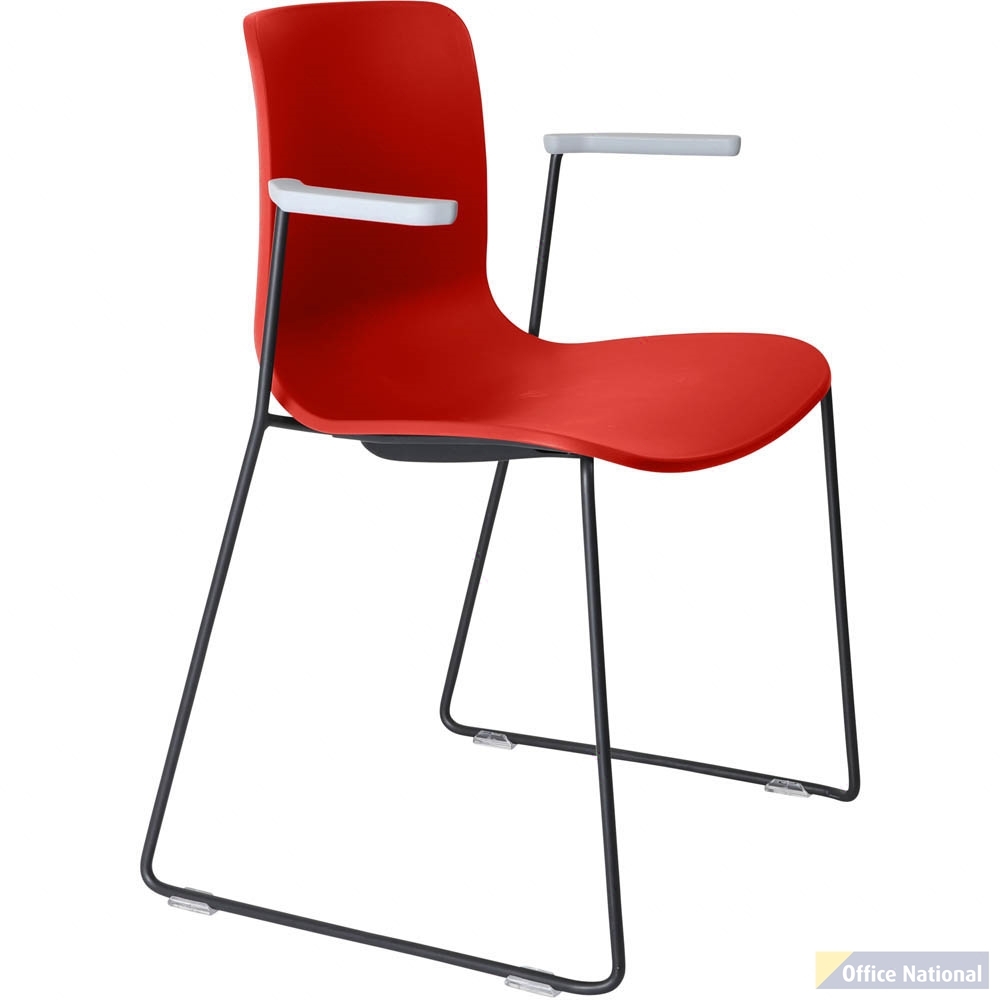 DAL ACTI CHAIR SLED BASE ARMS LIGHT GREY ARM-PADS AND BLACK POWDERCOAT FRAME POLYPROP SHELL