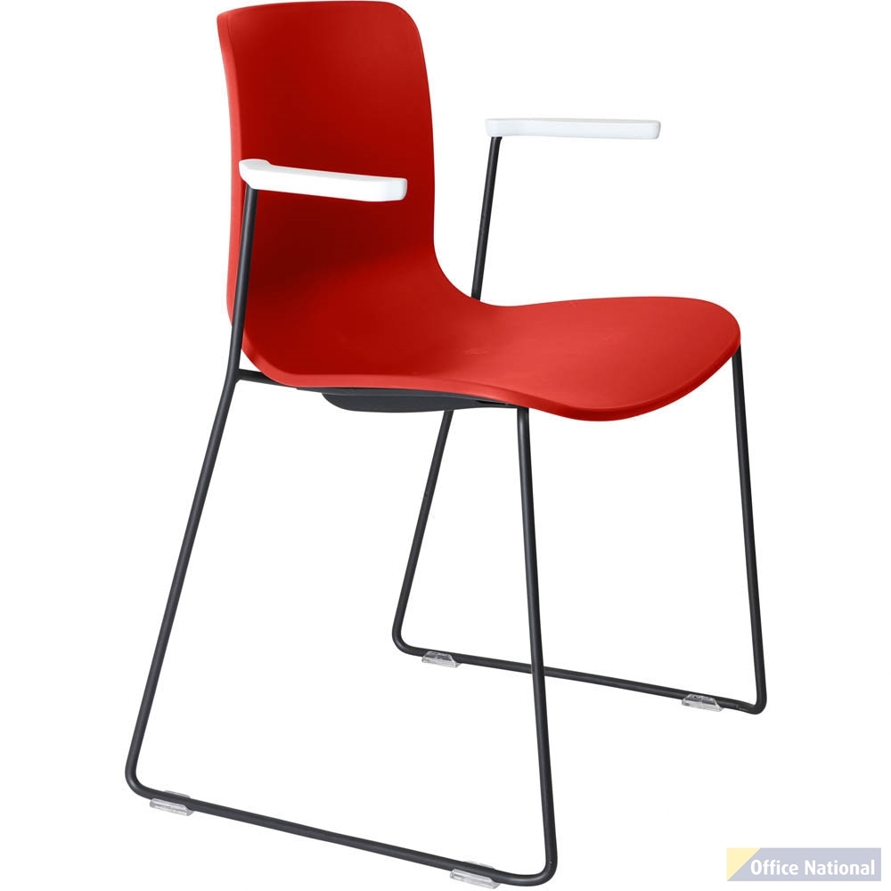 DAL ACTI CHAIR SLED BASE ARMS WHITE ARM-PADS AND BLACK POWDERCOAT FRAME POLYPROP SHELL