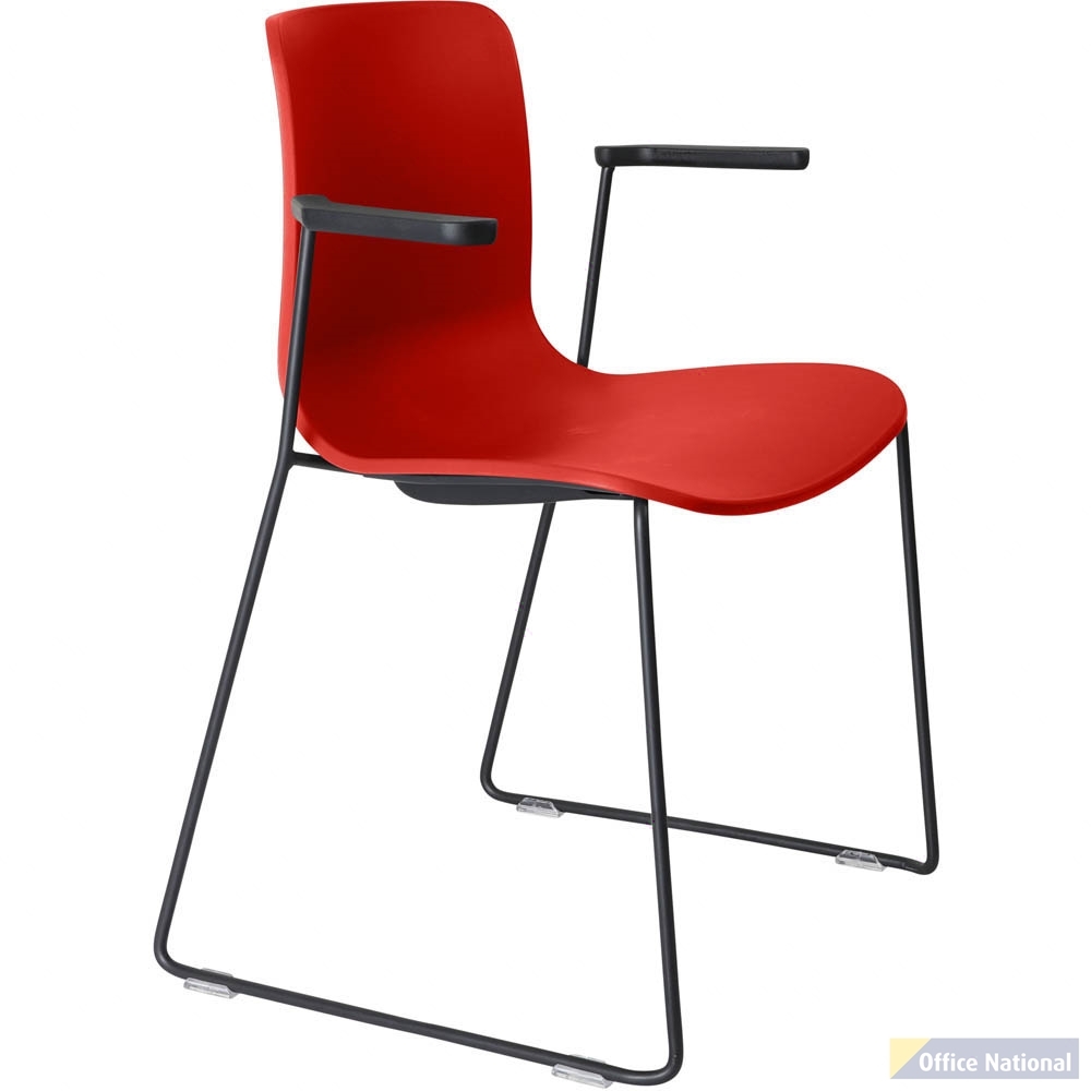 DAL ACTI CHAIR SLED BASE ARMS BLACK ARM-PADS AND BLACK POWDERCOAT FRAME POLYPROP SHELL