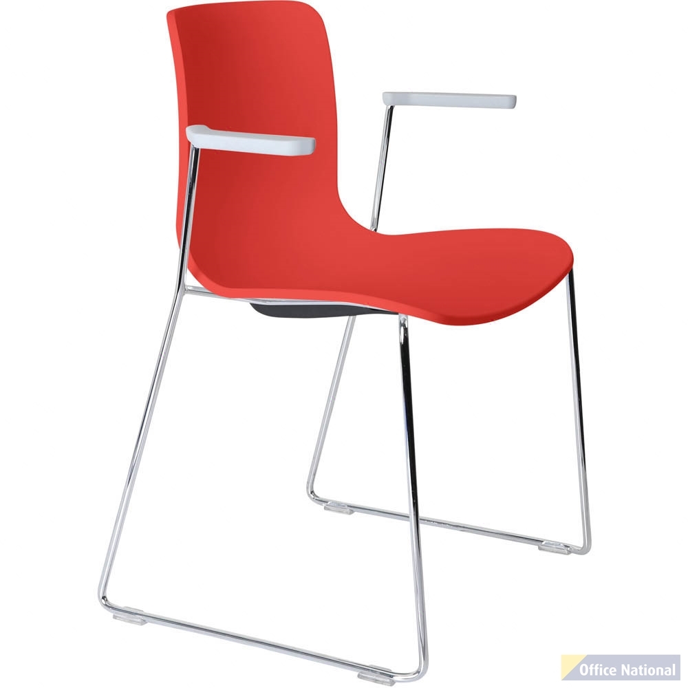 DAL ACTI CHAIR SLED BASE ARMS LIGHT GREY ARM-PADS AND CHROME FRAME POLYPROP SHELL