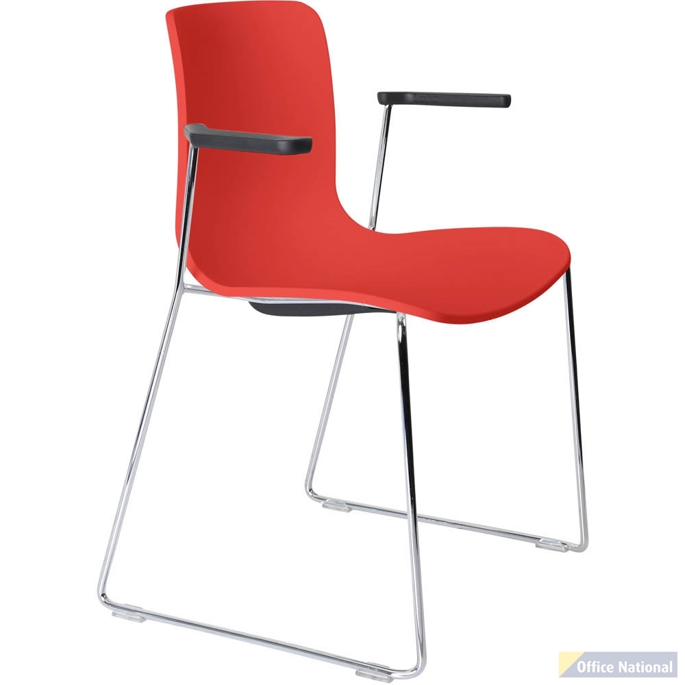DAL ACTI CHAIR SLED BASE ARMS BLACK ARM-PADS AND CHROME FRAME POLYPROP SHELL