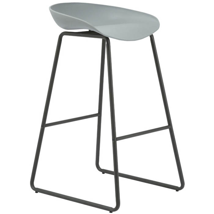 RAPIDLINE ARIES BARSTOOL BLACK POWDER-COATED FRAME WITH POLYPROPYLENE SHELL SEAT GREY