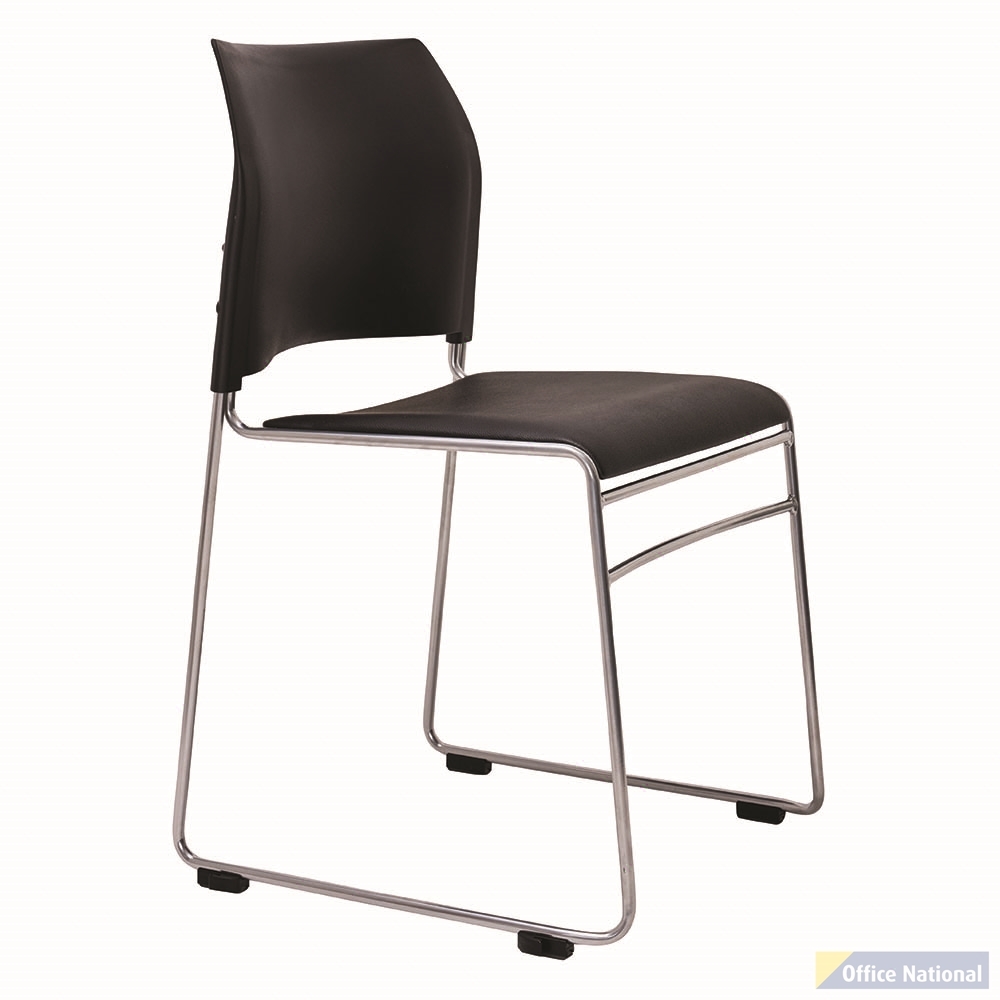 BURO MAXIM SLED BASE CHAIR WITH REFLECTIVE SILVER FRAME BLACK PU