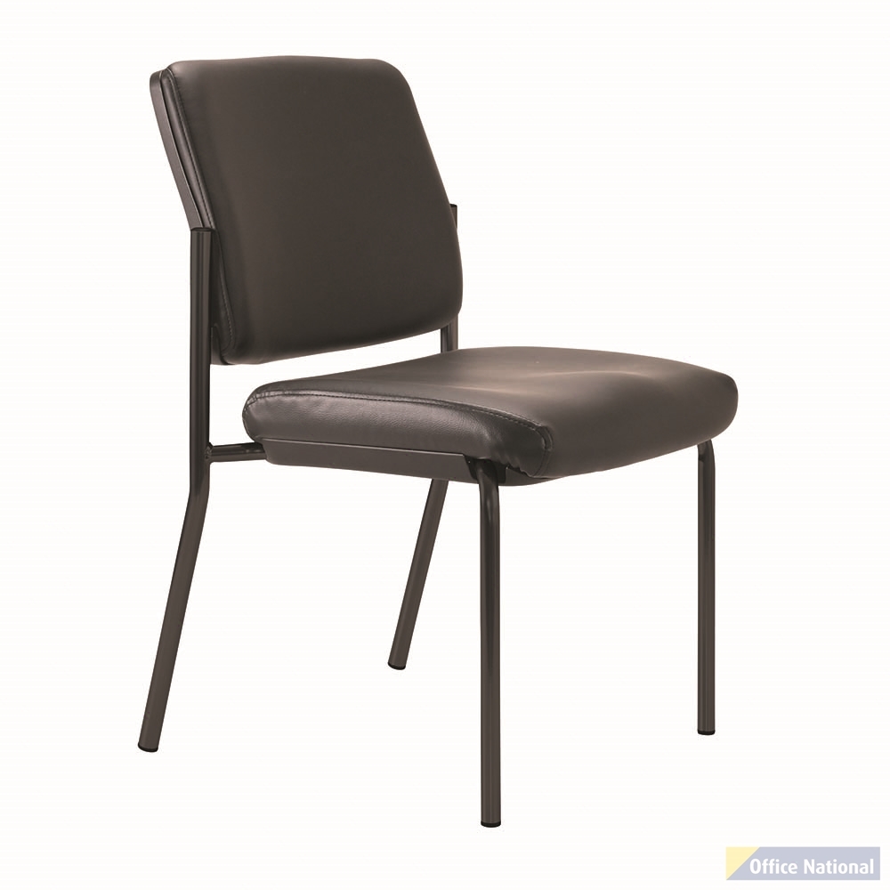 BURO LINDIS 4 LEG CHAIR BLACK POWDERCOAT FRAME NO ARMS JETT BLACK PU