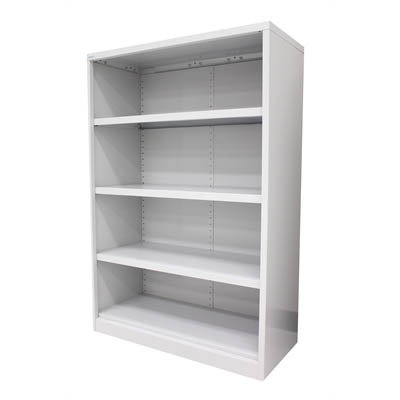 STEELCO OPEN BOOKCASE 3 SHELF 1320 X 900 X 400MM WHITE SATIN