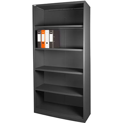 STEELCO OPEN BOOKCASE 4 SHELF 2000 X 900 X 400MM GRAPHITE RIPPLE